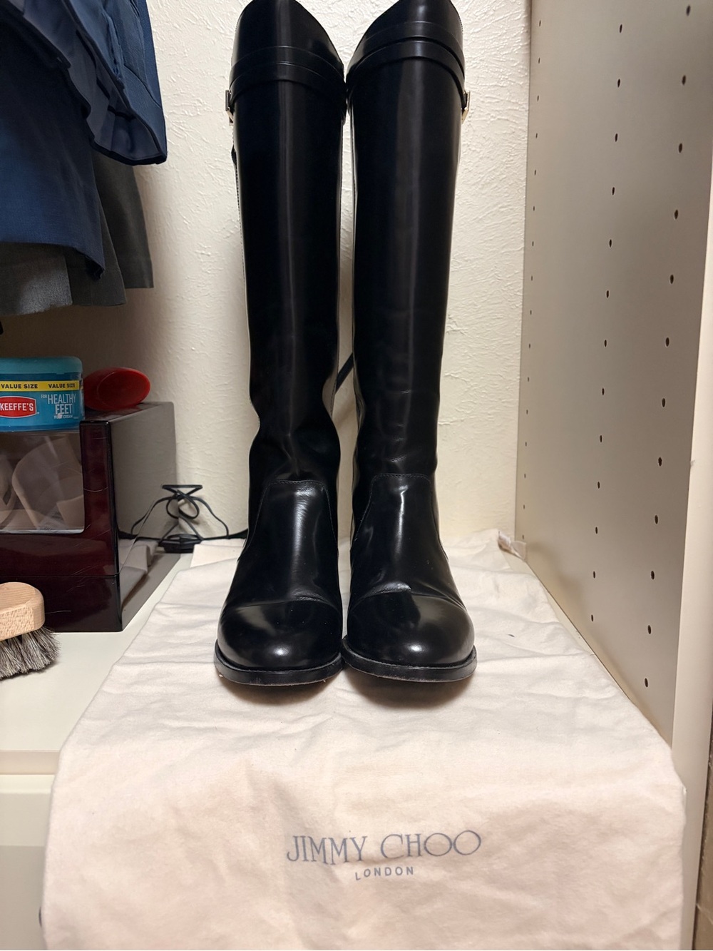 Jimmy Choo Black Leather Riding Boots